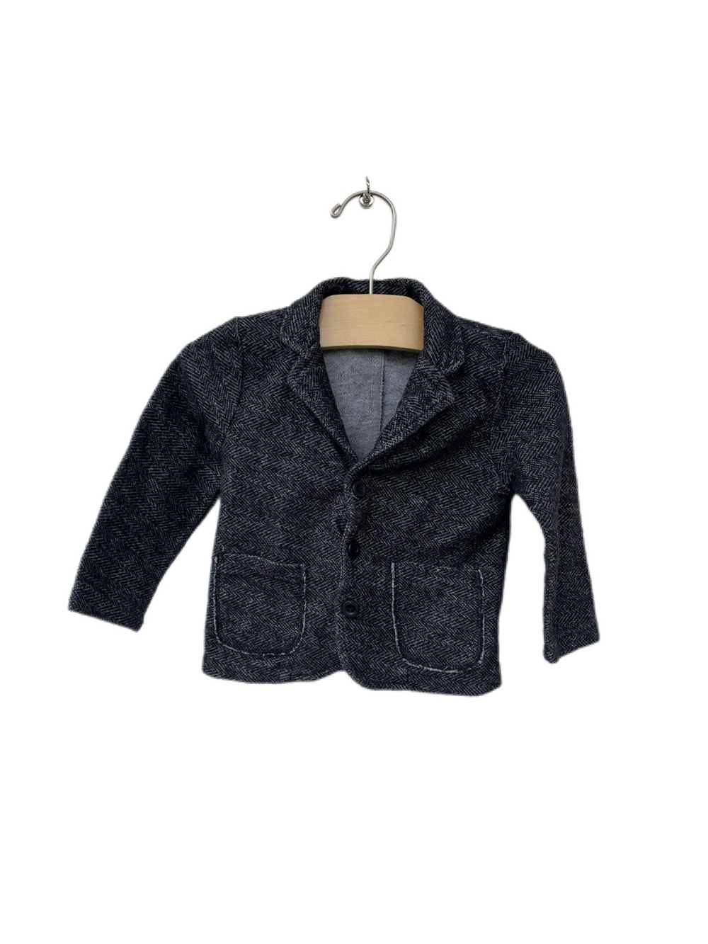 Zara Kids 9-12m Baby Dark Gray Herringbone Soft Knit Blazer